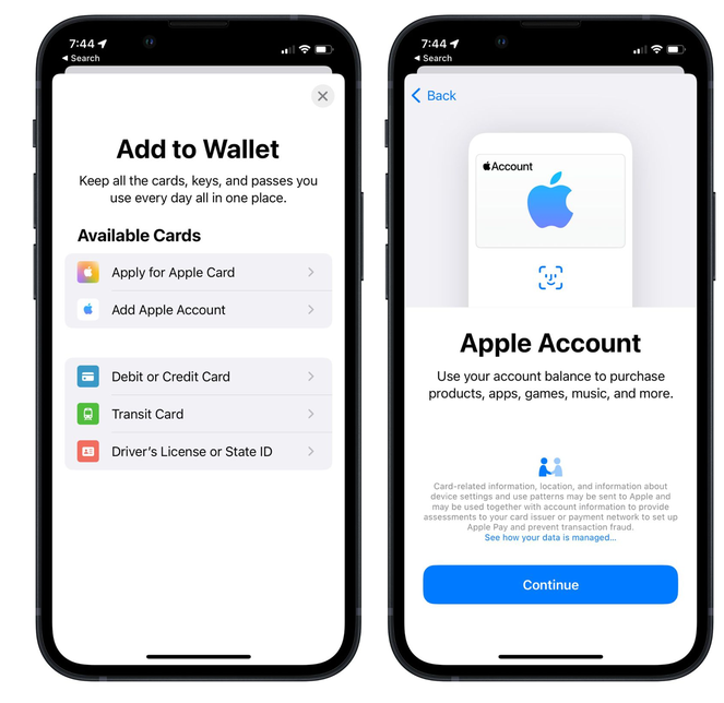 保康苹果手机维修分享iOS 15.5钱包App如何添加 Apple 账户 